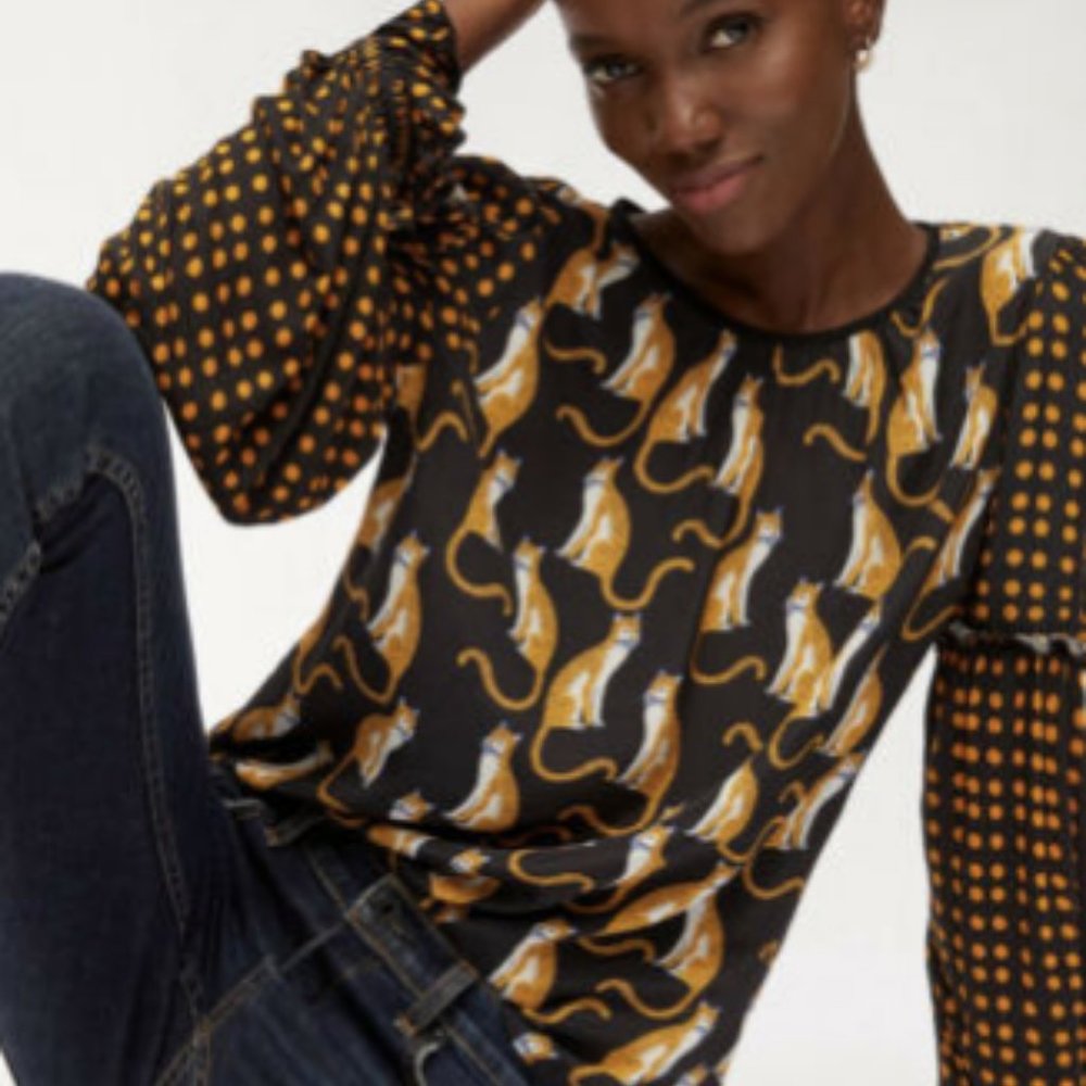 Anthropologie Blnk London Leopard Print Top Long-Sleeve